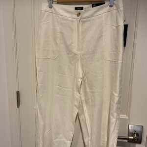 Jones New York Cream Straight-Leg Linen-Blend Pants